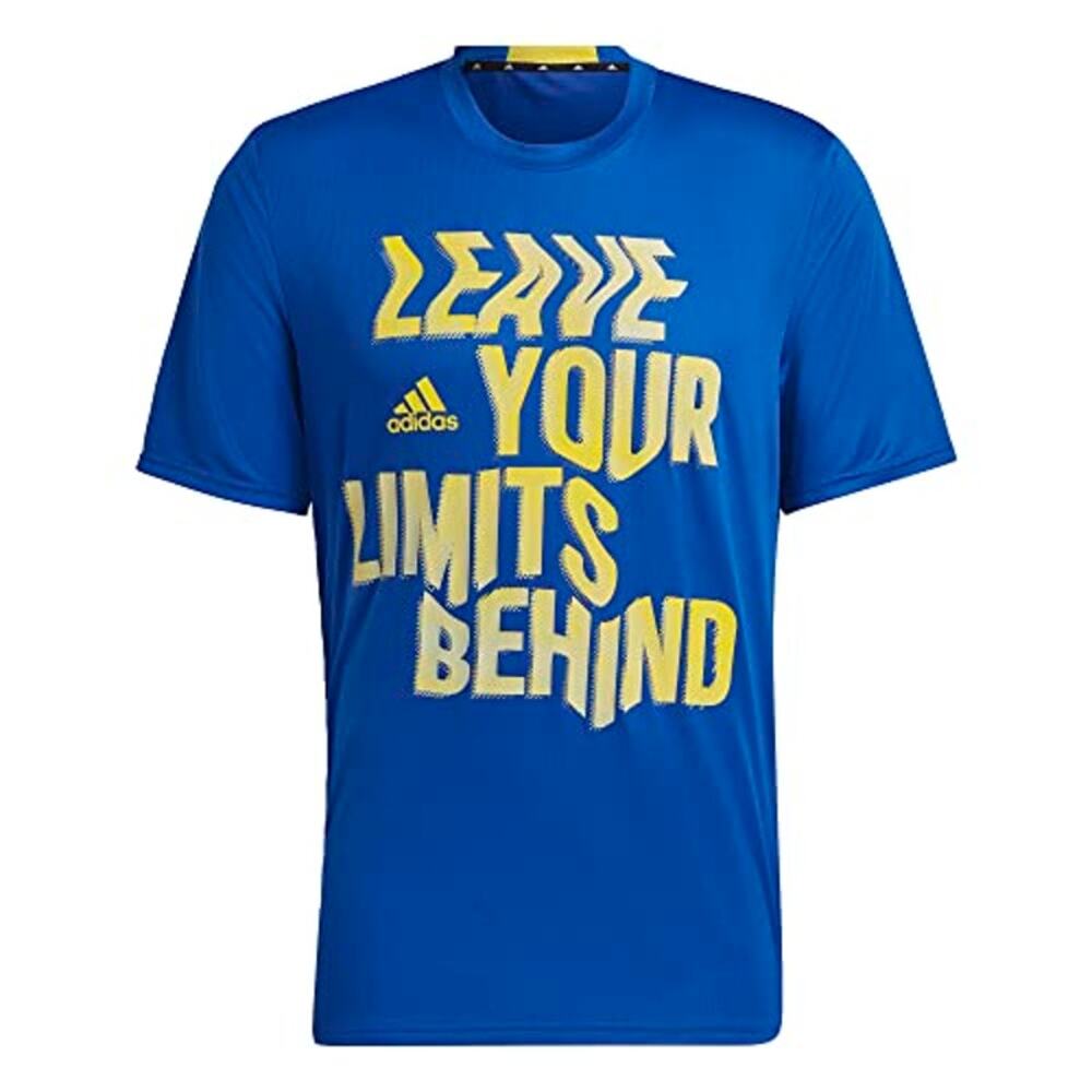 Adidas Blue High Intensity Designed 4 Movement Slogan Training Tee NWT Small